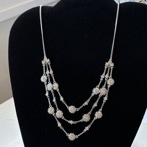 Vintage Givenchy Multi-Strand Swarovski Crystal Silver-tone Necklace